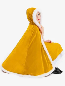 Cape de Noël jaune en polyester pour fille costumes de Noël