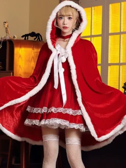 Cape de Noël jaune en polyester pour fille costumes de Noël