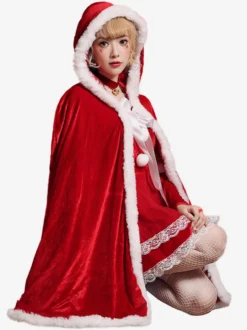 Cape de Noël jaune en polyester pour fille costumes de Noël