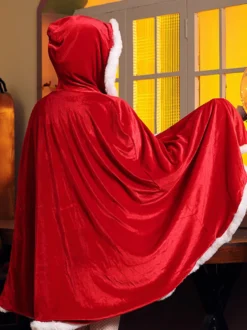 Cape de Noël jaune en polyester pour fille costumes de Noël