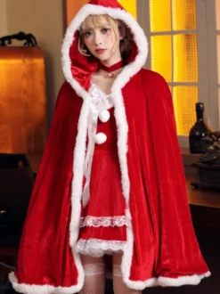 Cape de Noël jaune en polyester pour fille costumes de Noël