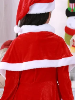 Cape de Noël unisexe Cape en fibre de polyester rouge Bloc de couleur Costumes Cadeaux Noël