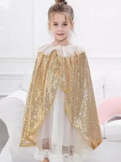 Cape dorée de Noël pour fille Costumes de vacances de Noël