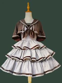 Cape Lolita classique en polyester marron foncé pour vêtements d'extérieur Lolita d'automne