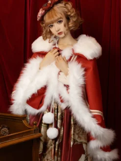 Cape Lolita de style ROCOCO en polyester blanc à blocs de couleurs pour l'automne