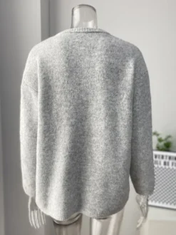 Cardigan basique en tricot à col ras du cou pour femme 2026