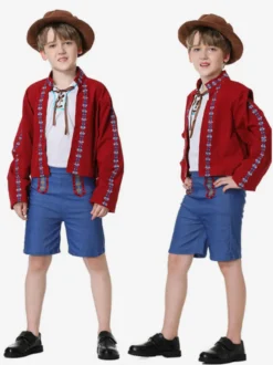 Carnaval Costumes Halloween Rouge Homme Style Européen Set Costumes de Fête