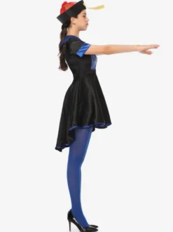 Carnaval Halloween Costumes Zombie Chinois Femme Noir Bleu Polyester Costumes de Fête