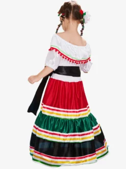 Carnaval Robe Traditionnelle Mexicaine pour Filles Robe de Danse Folklorique Halloween