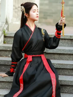 Carnaval Style Chinois HanFu Ensemble 3 Pièces Manches Longues Robe Polyester