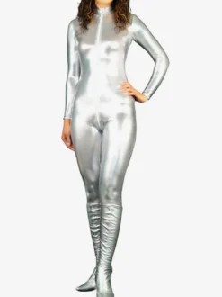 Catsuit Argent Déguisements Halloween Métallisé Brillant Unisexe Sexy Zentai Costume