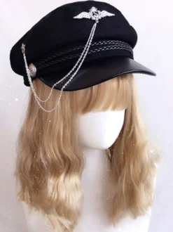 Chapeau Gothique Lolita Chaînes Polyester Noir Accessoires Lolita Chapeaux