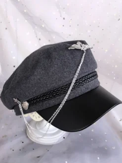 Chapeau Gothique Lolita Chaînes Polyester Noir Accessoires Lolita Chapeaux