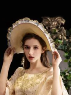 Chapeau Lolita Classique Costume Vintage En Fibre De Polyester Abricot Clair