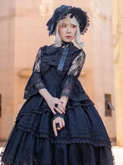 Chapeau Lolita Classique Infanta Accessoire Noeuds Noirs Accessoires Lolita