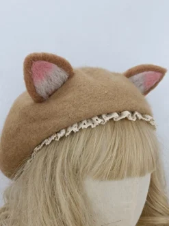 Chapeau Lolita de style ROCOCO à volants marron clair Accessoire en polyester Accessoires Lolita
