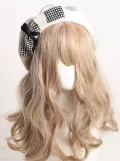 Chapeau Lolita doux avec nœuds et accessoires en polyester à blocs de couleurs gris clair Accessoires Lolita