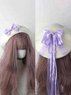 Chapeau Lolita doux bleu ciel clair nœuds volants accessoire bloc de couleur polyester accessoires Lolita