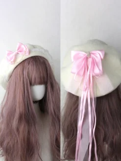 Chapeau Lolita doux bleu ciel clair nœuds volants accessoire bloc de couleur polyester accessoires Lolita