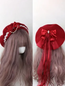 Chapeau Lolita doux bleu ciel clair nœuds volants accessoire bloc de couleur polyester accessoires Lolita