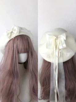 Chapeau Lolita doux bleu ciel clair nœuds volants accessoire bloc de couleur polyester accessoires Lolita