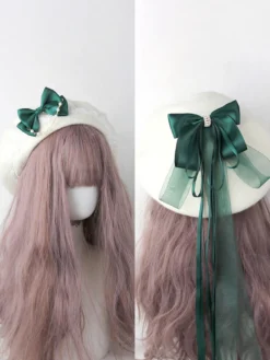 Chapeau Lolita doux bleu ciel clair nœuds volants accessoire bloc de couleur polyester accessoires Lolita