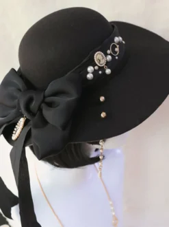 Chapeau Lolita Gothique Accessoire Chaînes Noires Accessoires Lolita en Polyester