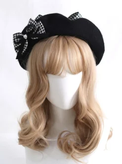 Chapeau Lolita Gothique Arcs Accessoire Plaid Polyester Noir Accessoires Lolita