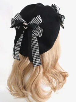 Chapeau Lolita Gothique Arcs Accessoire Plaid Polyester Noir Accessoires Lolita
