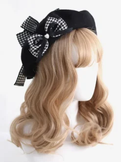 Chapeau Lolita Gothique Arcs Accessoire Plaid Polyester Noir Accessoires Lolita
