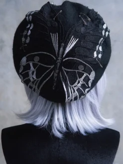Chapeau Lolita Steampunk Accessoire Noir Motif Papillon Lolita Polyester