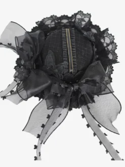 Chapeau Lolita Steampunk Noeuds Noirs Volants Accessoire Dentelle Accessoires Lolita en Polyester