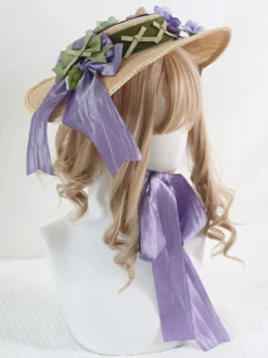 Chapeau Lolita Style Pastoral Vintage Nœuds Volants Accessoire Fleurs Lolita Coiffure