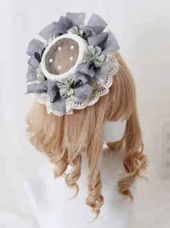 Chapeau Lolita Style Pastoral Perles Fleurs Dentelle Polyester Chapeaux Lolita Ivoire