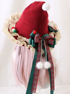 Chapeau Mignon Lolita Accessoire Nœuds Rouges Polyester