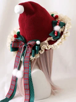 Chapeau Mignon Lolita Accessoire Nœuds Rouges Polyester