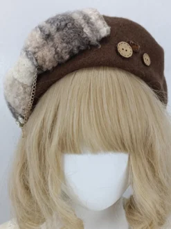 Chapeau Mignonne Lolita Accessoire Nœuds Taupe en Polyester