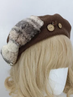 Chapeau Mignonne Lolita Accessoire Nœuds Taupe en Polyester