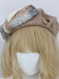 Chapeau Mignonne Lolita Accessoire Nœuds Taupe en Polyester
