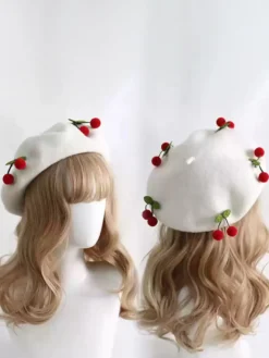 Chapeau Sweet Lolita Rouge Accessoire Accessoires Lolita en Polyester