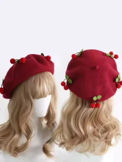 Chapeau Sweet Lolita Rouge Accessoire Accessoires Lolita en Polyester