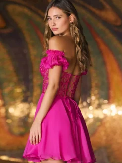 Charmante avec robe de soirée courte en dentelle à col en cœur