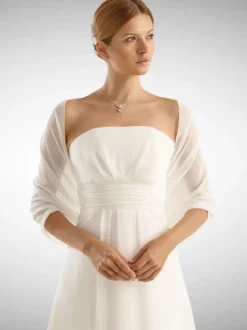 Écharpe de mariage Ivoire demi-manches capes en mousseline de soie couverture de mariée