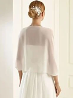 Écharpe de mariage Ivoire demi-manches capes en mousseline de soie couverture de mariée