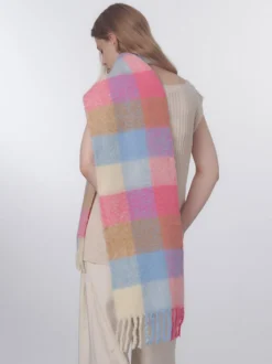 Écharpe en laine Longue femmes franges à carreaux accessoires chauds d'hiver