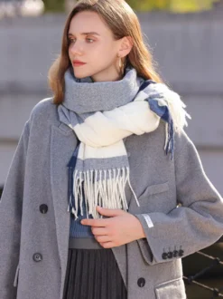 Écharpe Pour Femmes Belle Frange À Carreaux En Polyester