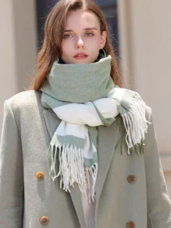 Écharpe Pour Femmes Belle Frange À Carreaux En Polyester