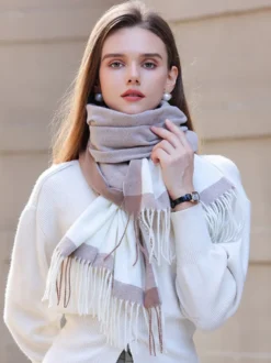 Écharpe Pour Femmes Belle Frange À Carreaux En Polyester