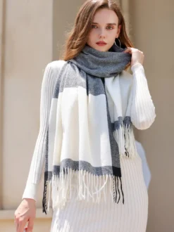 Écharpe Pour Femmes Belle Frange À Carreaux En Polyester