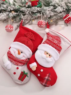 Chaussettes de Noël rouges Fibre de polyester Costumes de vacances de Noël